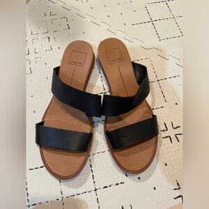 Dolce Vita Paci Faux Leather Wedge Strap Sandals,‎ Black, 8M